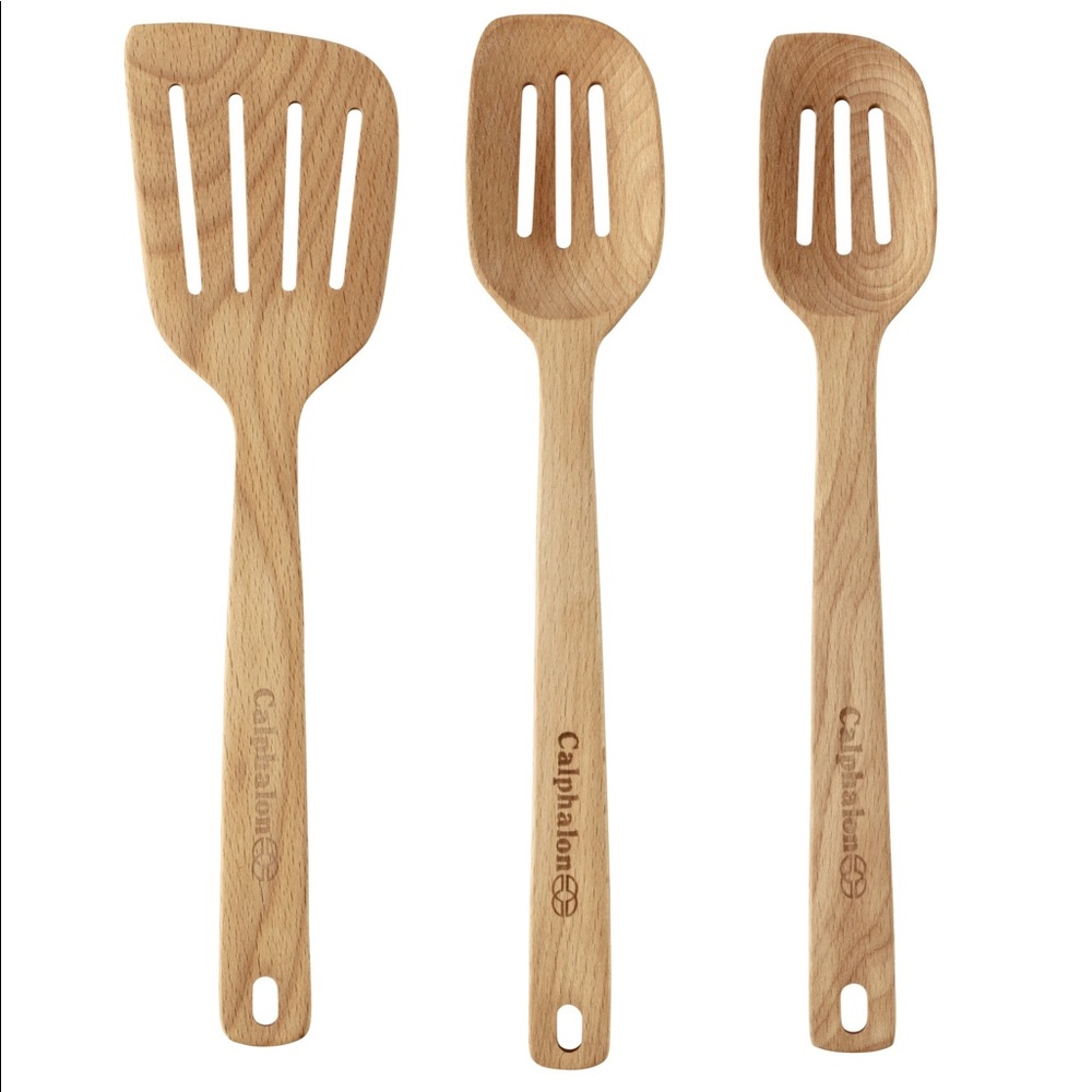 Calphalon 3-Piece Slotted Wood Spoon & Turner Set